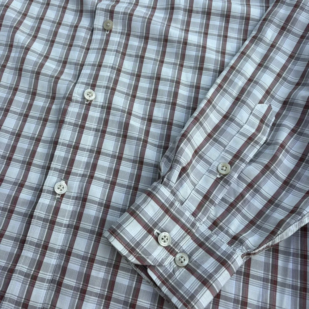 Marmot Shirt Mens Large Red grey Plaid Flannel Button Down Long Sleeve